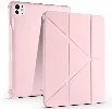 Apple iPad Pro 11 2024 Tablet Kılıfı Standlı Tri Folding Kalemlikli Silikon Smart Cover - Rose Gold