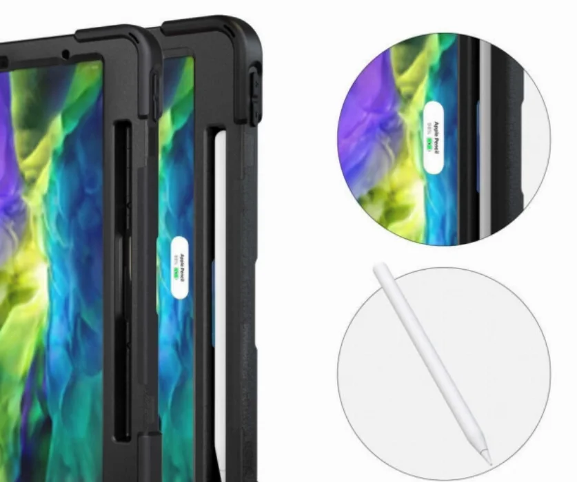 Apple iPad Pro 11 inç 2020 Kılıf Zore Defender Tablet Silikon Kalem Bölmeli - Siyah