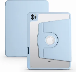 Apple iPad Pro 11 inç 2020 Tablet Kılıfı Termik Kalem Bölmeli Dönebilen Standlı Kapak - Mavi