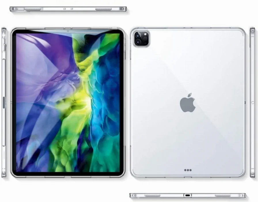Apple iPad Pro 12.9 2021 (5. Nesil) Şeffaf Esnek Süper Silikon