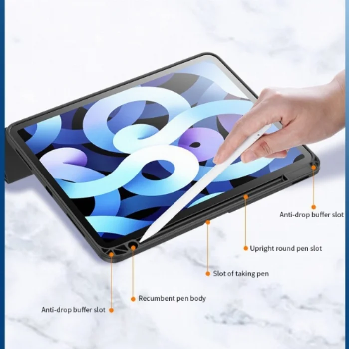 Apple iPad Pro 12.9 2021 (5. Nesil) Tablet Kılıf Nort Smart Cover Standlı Uyku Modlu Kapak - Mavi