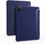 Apple iPad Pro 12.9 2022 M2 (6. Nesil) Tablet Kılıfı Standlı Tri Folding Kalemlikli Silikon Smart Cover - Lacivert