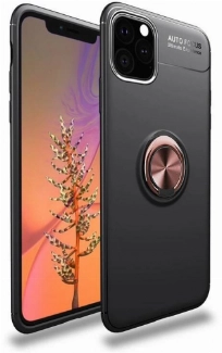 Apple iPhone 11 Kılıf Renkli Silikon Yüzüklü Standlı Auto Focus Ravel Kapak - Rose Gold