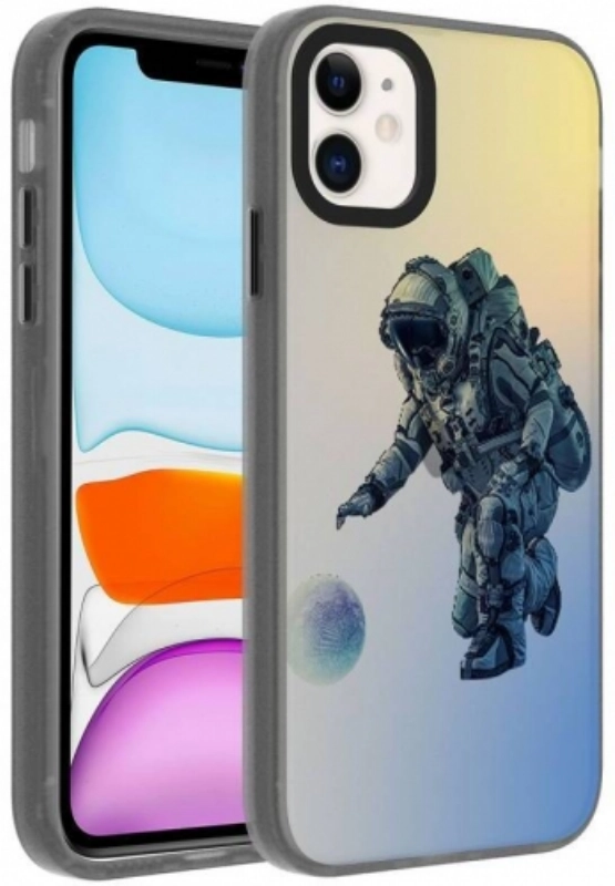 Apple iPhone 11 Kılıf Desenli Zore Dragon Sert Kapak - Astronot