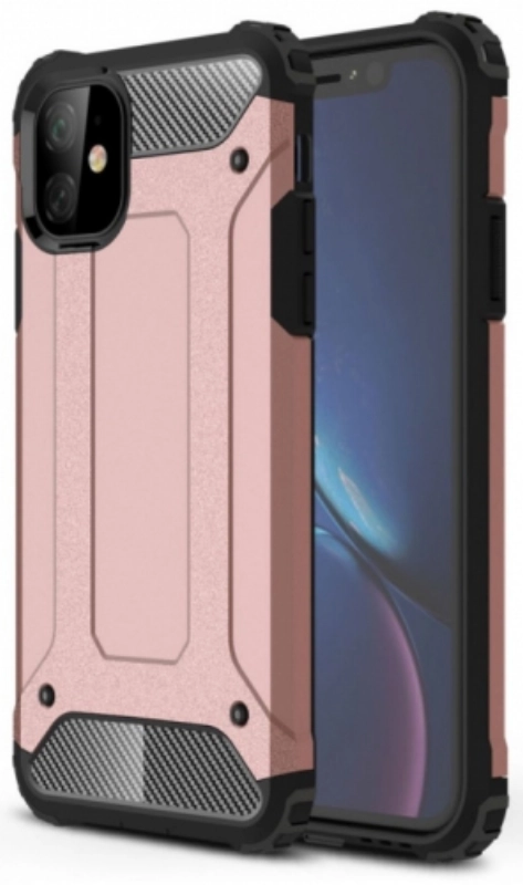 Apple iPhone 11 Kılıf Zırhlı Tank Crash Silikon Kapak - Rose Gold