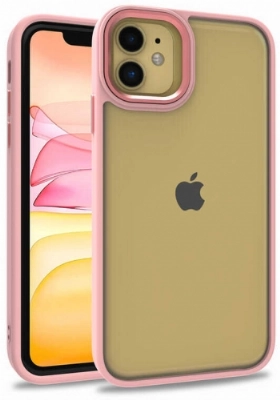 Apple iPhone 11 Kılıf Electro Silikon Renkli Flora Kapak - Rose Gold