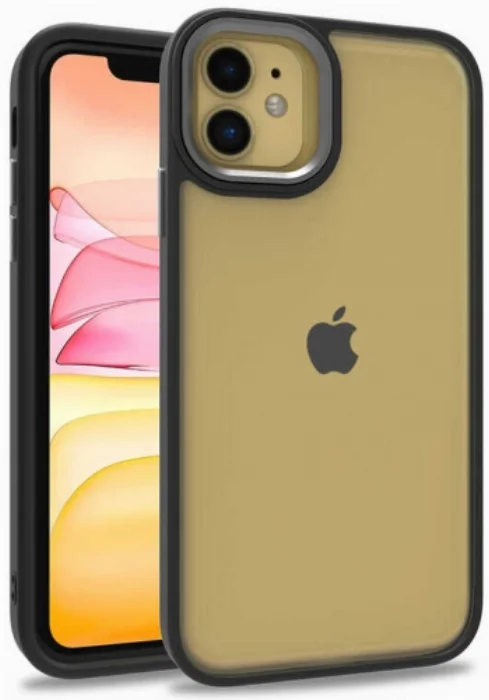 Apple iPhone 11 Kılıf Electro Silikon Renkli Flora Kapak - Siyah