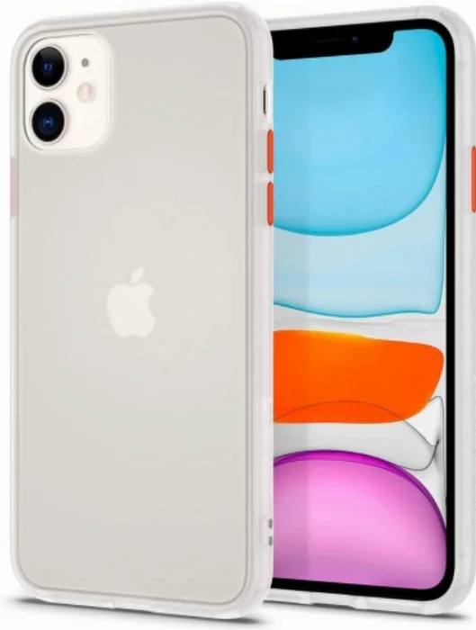 Apple iPhone 11 Kılıf Exlusive Arkası Mat Tam Koruma Darbe Emici - Beyaz