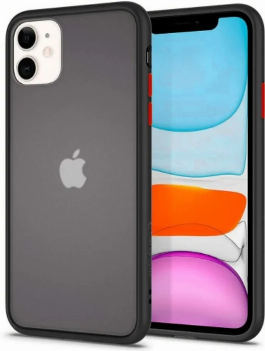 Apple iPhone 11 Kılıf Exlusive Arkası Mat Tam Koruma Darbe Emici - Siyah