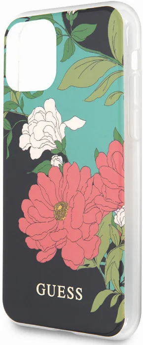 Apple iPhone 11 Kılıf GUESS Çiçek Desenli Tasarım Kapak - Siyah