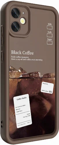 Apple iPhone 11 Kılıf Kamera Korumalı Baskılı Arka Yüzey Klas Kapak - Koyu Kahve