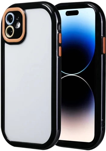 Apple iPhone 11 Kılıf Kamera Korumalı Renkli Kenar ve Çerçeve Tasarımlı Vitamin Kapak - Siyah