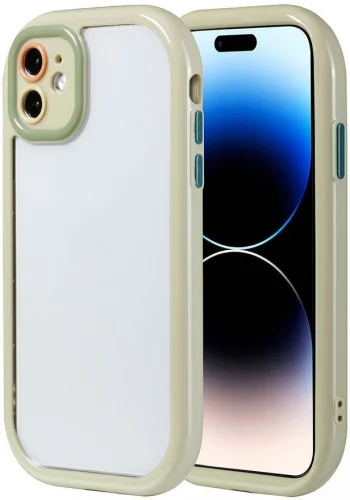 Apple iPhone 11 Kılıf Kamera Korumalı Renkli Kenar ve Çerçeve Tasarımlı Vitamin Kapak - Yeşil