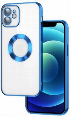 Apple iPhone 11 Kılıf Kamera Lens Korumalı Şeffaf Renkli Logo Gösteren Parlak Kapak - Mavi