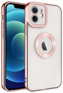 Apple iPhone 11 Kılıf Kamera Lens Korumalı Şeffaf Renkli Logo Gösteren Parlak Kapak - Rose Gold