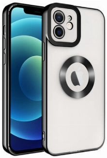 Apple iPhone 11 Kılıf Kamera Lens Korumalı Şeffaf Renkli Logo Gösteren Parlak Kapak - Siyah