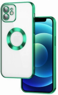 Apple iPhone 11 Kılıf Kamera Lens Korumalı Şeffaf Renkli Logo Gösteren Parlak Kapak - Yeşil