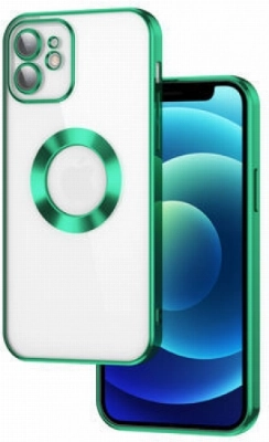 Apple iPhone 11 Kılıf Kamera Lens Korumalı Şeffaf Renkli Logo Gösteren Parlak Kapak - Yeşil