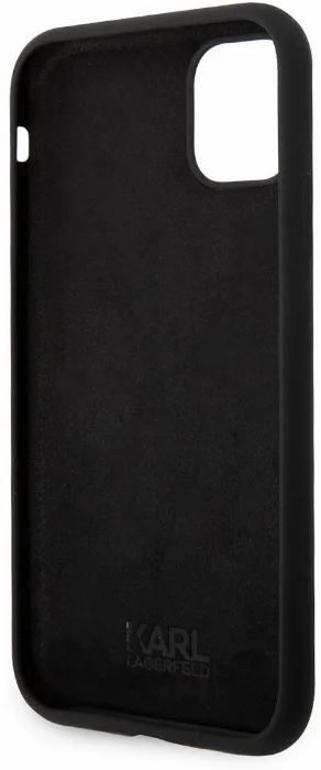 Apple iPhone 11 Kılıf Karl Lagerfeld Silikon Karl Dizayn Kapak - Siyah