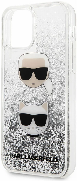 Apple iPhone 11 Kılıf Karl Lagerfeld Sıvılı Simli K&C Dizayn Kapak - Gümüş