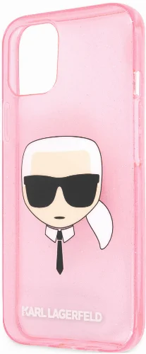 Apple iPhone 11 Kılıf Karl Lagerfeld Transparan Karl Head Dizayn Kapak - Pembe