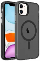 Apple iPhone 11 Kılıf Magsafe Şarj Özellikli Buzlu Transparan C-Pro Sert Kapak - Siyah