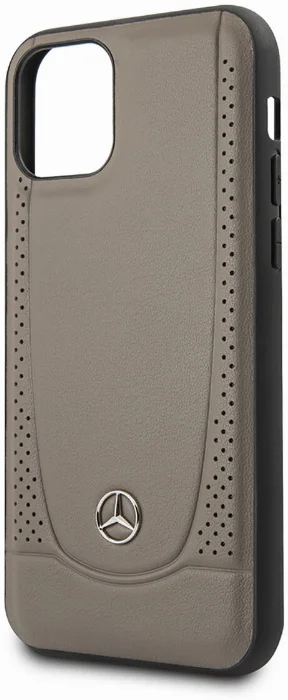 Apple iPhone 11 Kılıf Mercedes Benz Urban Sert Deri Dizayn Kapak - Kahverengi