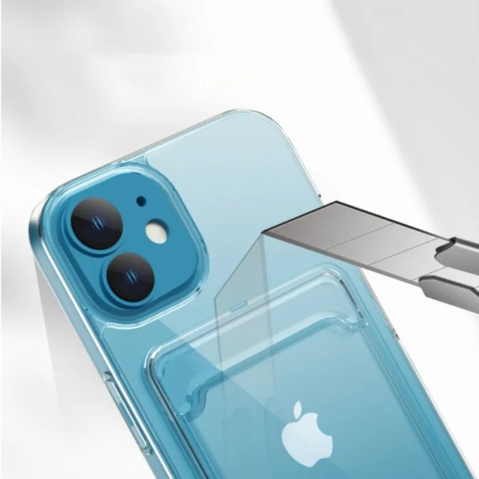 Apple iPhone 11 Kılıf Şeffaf Clear Kartlık Bölmeli Silikon Kapak