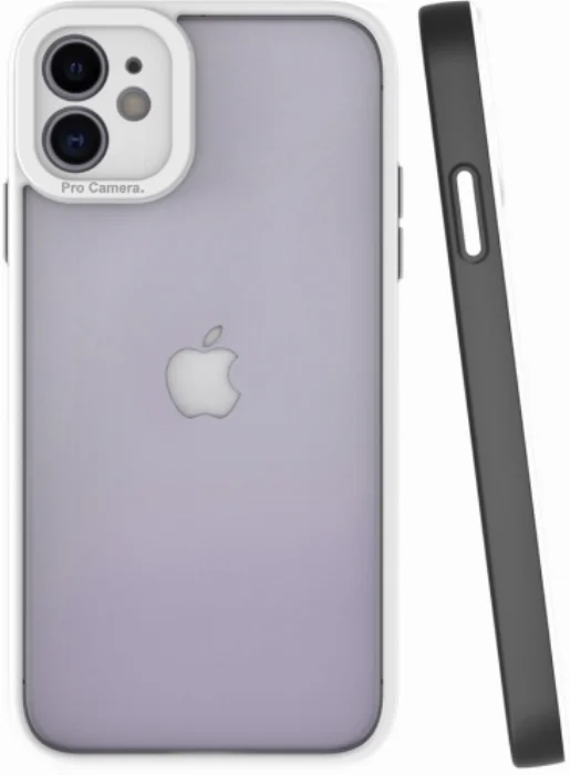 Apple iPhone 11 Kılıf Şeffaf Mat Arka Yüzey Silikon Mima Kapak - Siyah