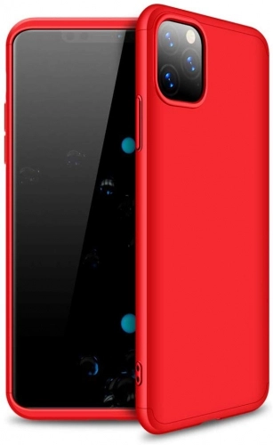 Apple iPhone 11 Pro Kılıf 3 Parçalı 360 Tam Korumalı Rubber AYS Kapak  - Kırmızı