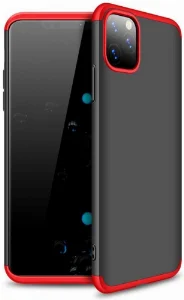 Apple iPhone 11 Pro Kılıf 3 Parçalı 360 Tam Korumalı Rubber AYS Kapak  - Kırmızı - Siyah