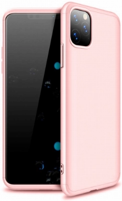 Apple iPhone 11 Pro Kılıf 3 Parçalı 360 Tam Korumalı Rubber AYS Kapak  - Rose Gold