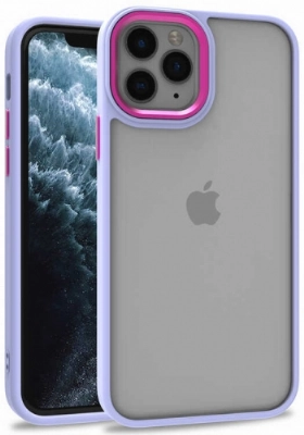 Apple iPhone 11 Pro Kılıf Electro Silikon Renkli Flora Kapak - Lila