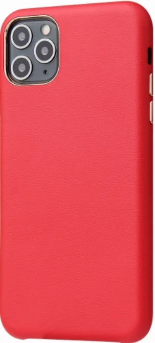 Apple iPhone 11 Pro Kılıf İçi Kadife Kaymaz Deri Alt Kısmı Açık Eyzi Kapak - Kırmızı