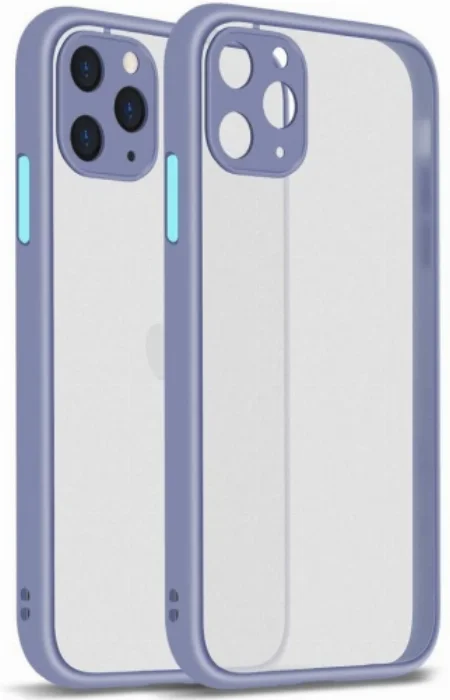 Apple iPhone 11 Pro Kılıf Kamera Korumalı Arkası Şeffaf Mat Silikon Kapak - Lila