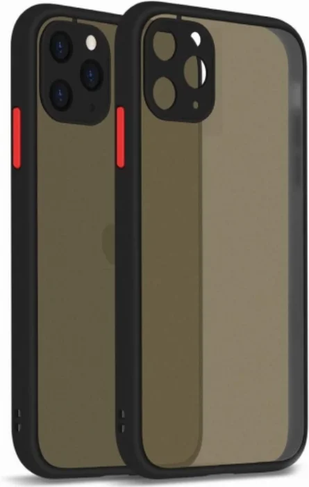 Apple iPhone 11 Pro Kılıf Kamera Korumalı Arkası Şeffaf Mat Silikon Kapak - Siyah