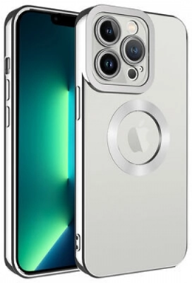 Apple iPhone 11 Pro Kılıf Kamera Lens Korumalı Şeffaf Renkli Logo Gösteren Parlak Kapak - Gümüş