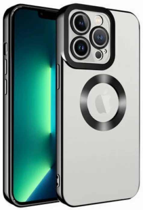Apple iPhone 11 Pro Kılıf Kamera Korumalı Silikon Logo Açık Omega Kapak - Siyah