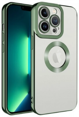 Apple iPhone 11 Pro Kılıf Kamera Lens Korumalı Şeffaf Renkli Logo Gösteren Parlak Kapak - Yeşil