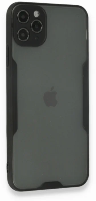 Apple iPhone 11 Pro Kılıf Kamera Lens Korumalı Arkası Şeffaf Silikon Kapak - Siyah