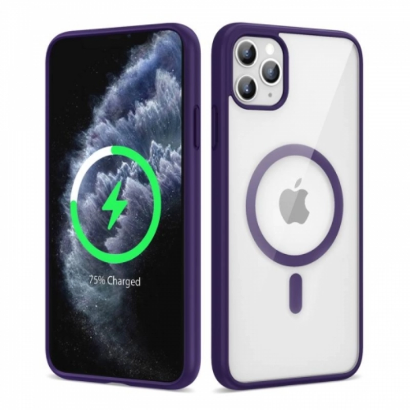 Apple iPhone 11 Pro Kılıf Magsafe Wireless Şarj Özellikli Silikon Zore Ege Kapak - Koyu Mor