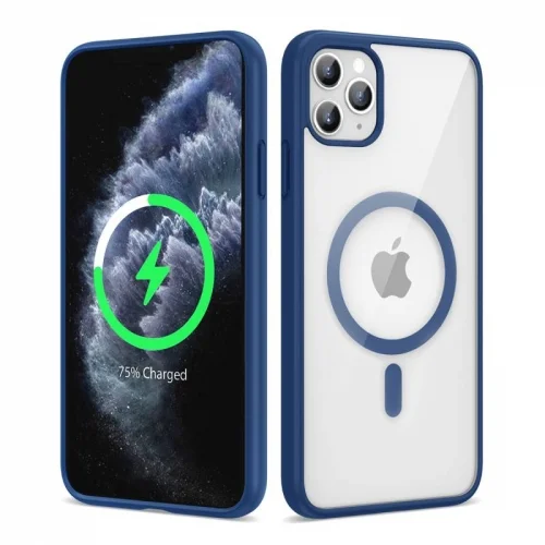 Apple iPhone 11 Pro Kılıf Magsafe Wireless Şarj Özellikli Silikon Zore Ege Kapak - Mavi