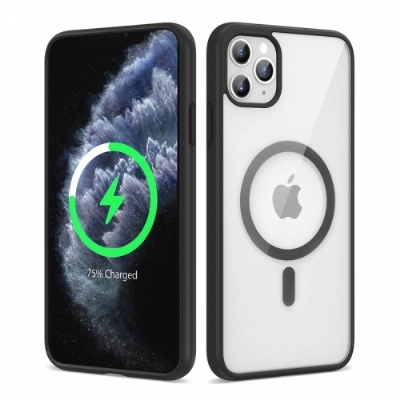 Apple iPhone 11 Pro Kılıf Magsafe Wireless Şarj Özellikli Silikon Zore Ege Kapak - Siyah