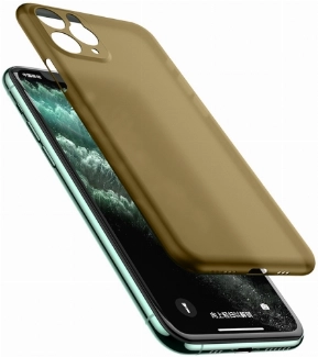 Apple iPhone 11 Pro Kılıf Mat Şeffaf Esnek Kaliteli Ultra İnce PP Silikon  - Gold