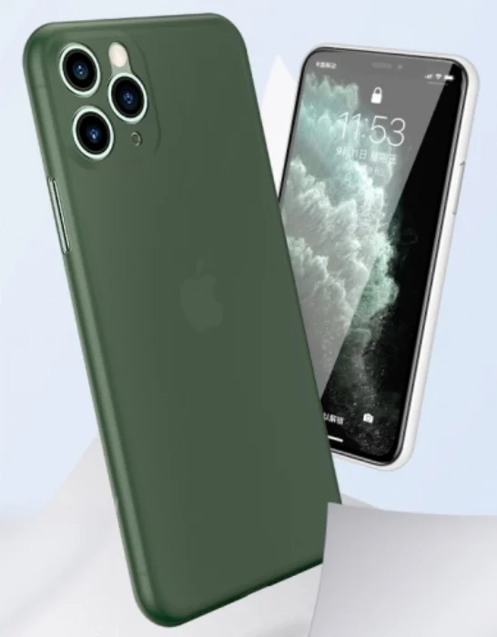 Apple iPhone 11 Pro Kılıf Mat Şeffaf Esnek Kaliteli Ultra İnce PP Silikon  - Yeşil