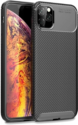 Apple iPhone 11 Pro Kılıf Silikon Parmak İzi Bırakmayan Karbon Soft Negro Kapak - Siyah