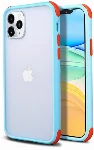 Apple iPhone 11 Pro Kılıf Renkli Köşeli Arkası Şeffaf Mat Tiron Kapak - Mavi