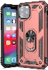 Apple iPhone 11 Pro Kılıf Silikon Zırhlı Standlı Yüzüklü Mıknatıslı Tank Kapak - Rose Gold