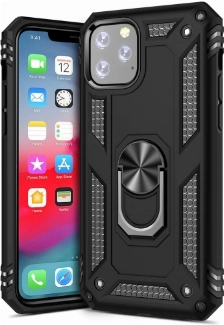 Apple iPhone 11 Pro Kılıf Silikon Zırhlı Standlı Yüzüklü Mıknatıslı Tank Kapak - Siyah