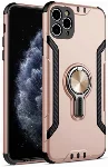 Apple iPhone 11 Pro Kılıf Standlı Mıknatıslı Izgara Aparatlı Silikon Kapak - Rose Gold